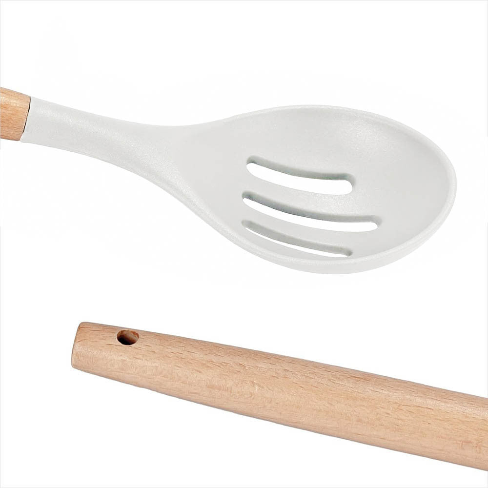 Magán: 14 darabos konyhai eszközkészlet, hőálló szilikon fejjel, tartóval, fehér