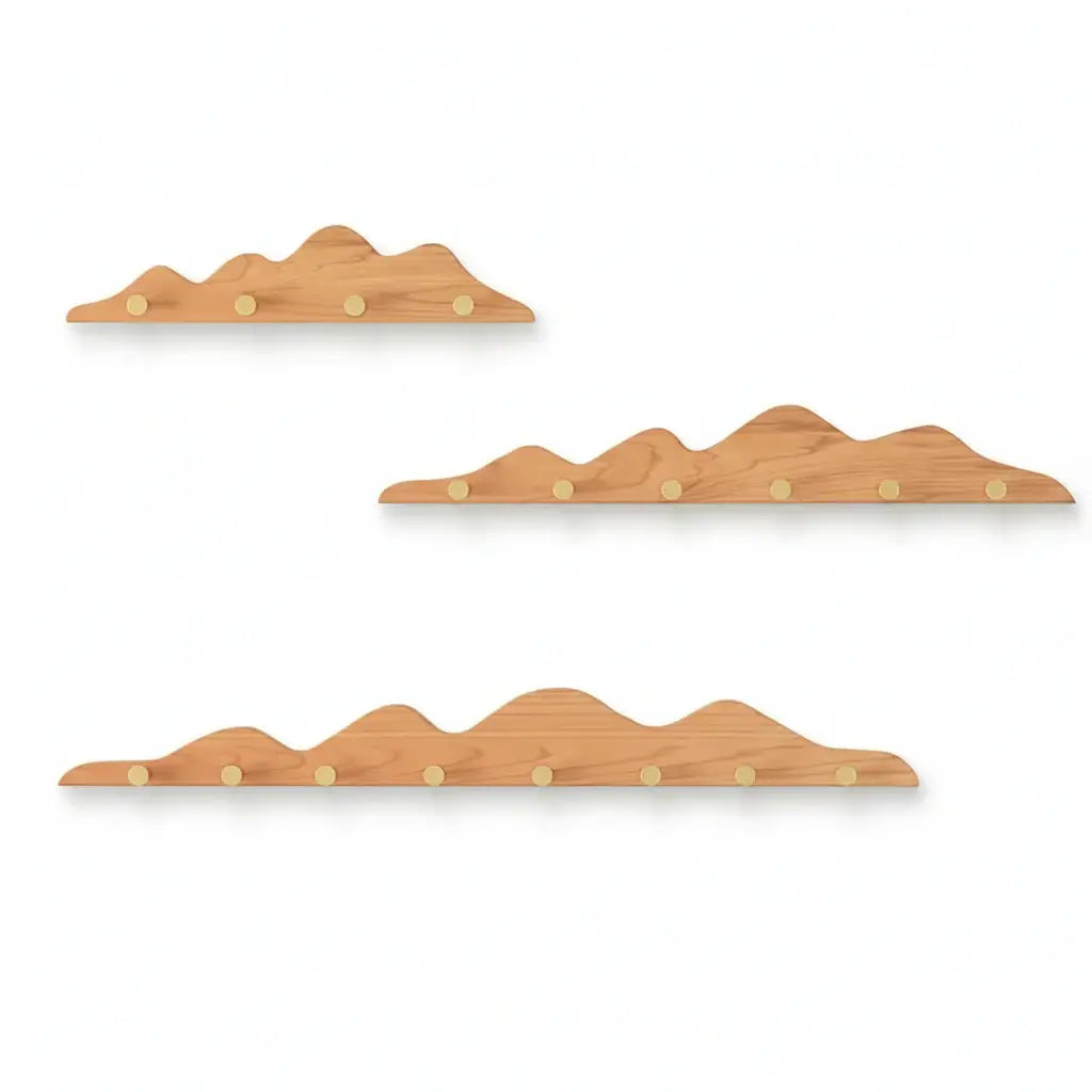 Magán: Hill Shape Wooden Wall Hook Rack Long Row Coat & Storage Organizer
