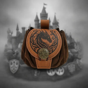 Magán: Medieval Viking Belt Pouch Leather Drawstring Coin Bag Renaissance Faire Waist Accessory