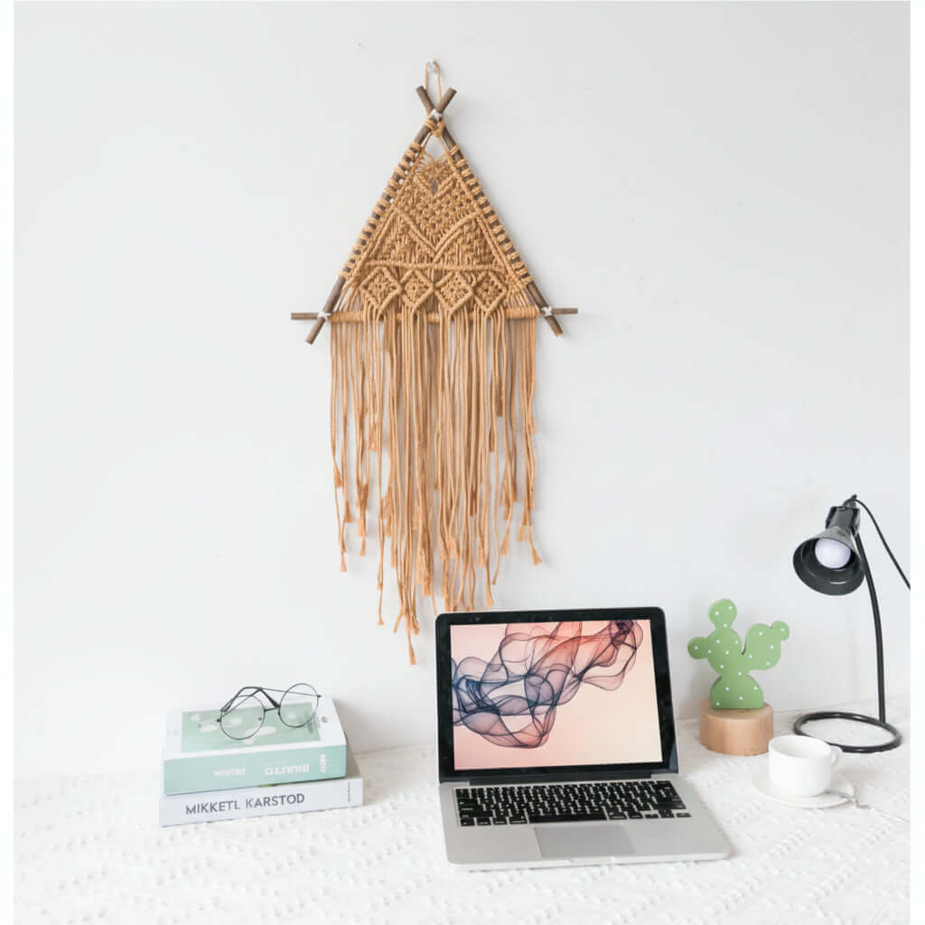 Magán: Nordic Macrame Wall Hanging – Boho Cotton Rope Tapestry with Wooden Branch