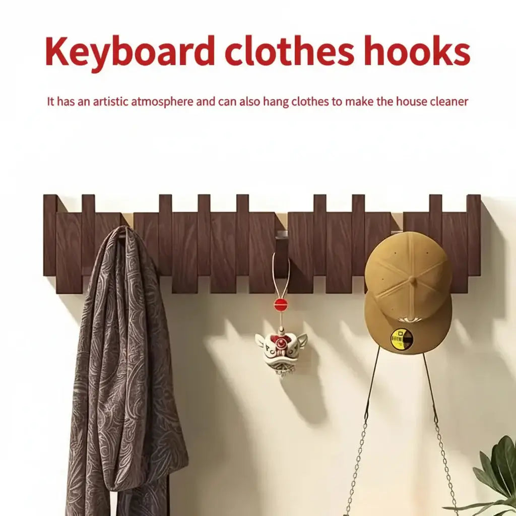 Magán: Piano key wall hook rack Piano Key Foldable Wooden Wall Hook Rack