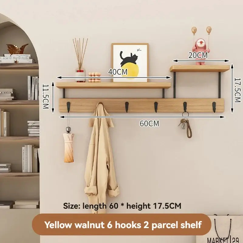 Magán: Solid Wood Wall Hook Rack – Multifunctional Entryway Coat & Key Holder