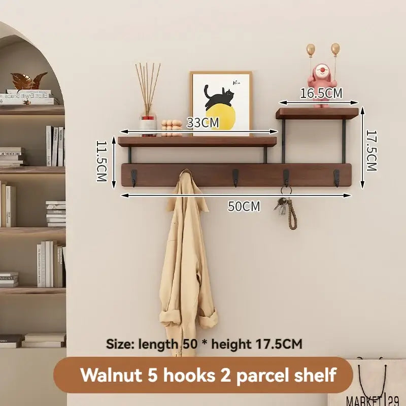 Magán: Solid Wood Wall Hook Rack – Multifunctional Entryway Coat & Key Holder