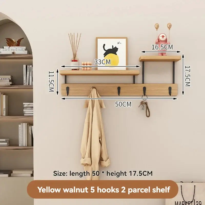 Magán: Solid Wood Wall Hook Rack – Multifunctional Entryway Coat & Key Holder