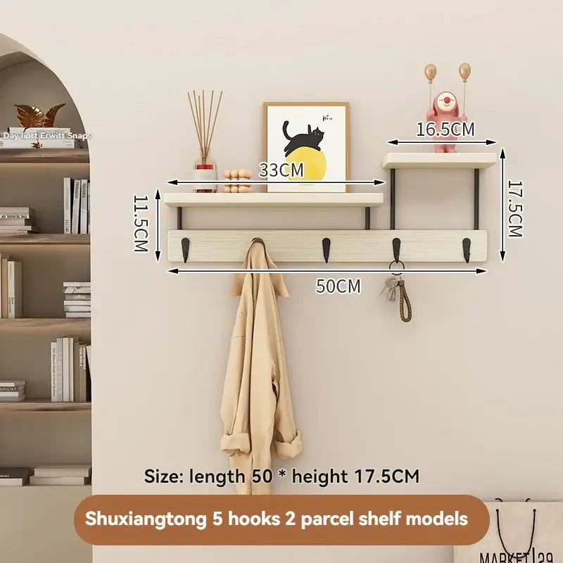 Magán: Solid Wood Wall Hook Rack – Multifunctional Entryway Coat & Key Holder