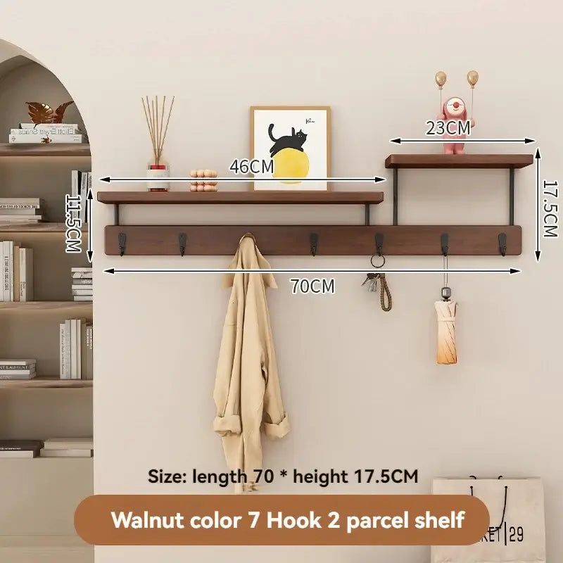 Magán: Solid Wood Wall Hook Rack – Multifunctional Entryway Coat & Key Holder