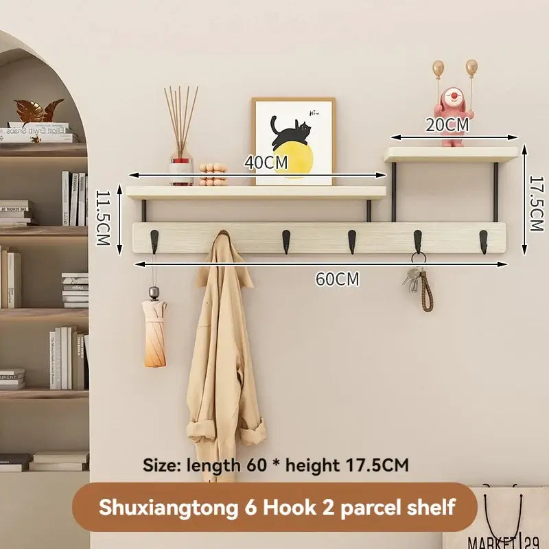 Magán: Solid Wood Wall Hook Rack – Multifunctional Entryway Coat & Key Holder