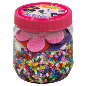 Magán: Hama Iron-on Beads Tub 4000 pieces + 3 pink pegboards