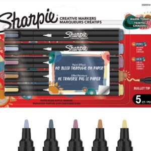 Magán: Sharpie creative marker acrylic paint pens | water based paint markers | non-continuous ink writes on most surfaces | bullet point | craft and art supplies | warm tones | 5 pieces