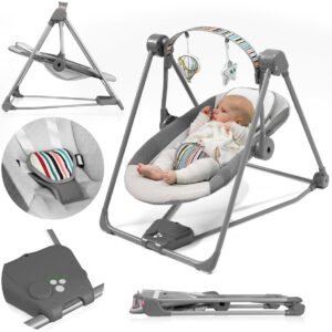 Magán: Lionelo Otto rocking chair – up to 9 kg – 5 swing speeds – timer – play arch – sounds – battery mains operation – foldable – soft upholstery – 5-point harness – pillow – anti-slip – contrasting details – intertek certified