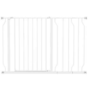 Magán: Barrière de sécurité barrière pour animal domestique longueur réglable dim. 75-115L x 76H cm blanc