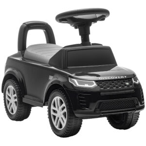 Magán: Porteur enfants voiture sous licence Land Rover, véhicule à pousser, klaxon, sons de moteur, rangement sous siège, noir