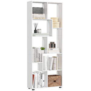 Magán: Bibliothèque étagère Zig zag Design Contemporain 70L x 24l x 178H cm Panneaux Particules Blanc