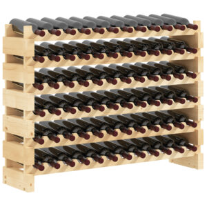 Magán: Casier à bouteilles pour 72 bouteilles, étagère à vin avec 6 niveaux modulable et superposable, casier à vin en bois de sapin massif, pour cave, bars, sous-sols, 114x28x85cm, bois naturel