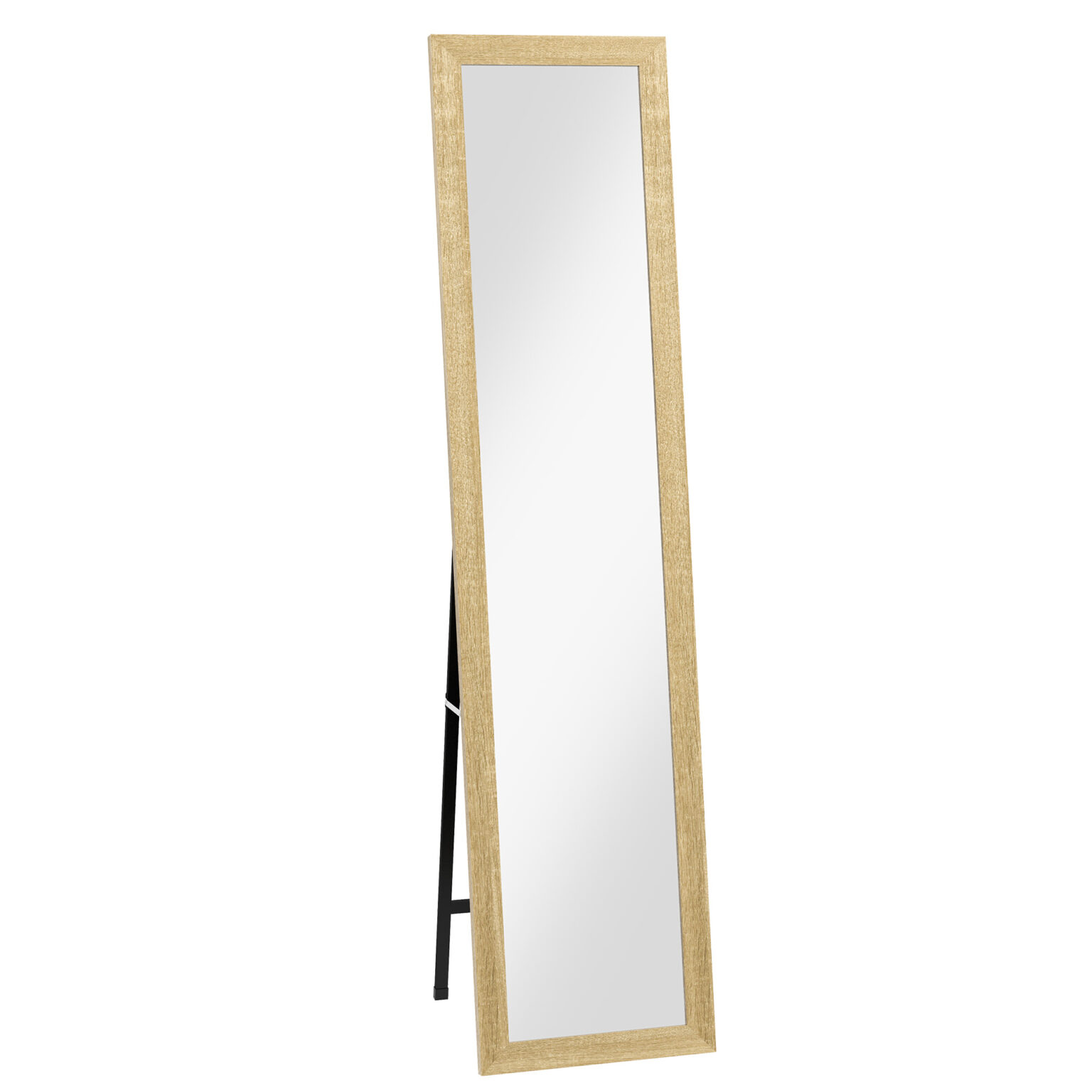 Magán: Miroir sur pied mural ou à poser rectangulaire avec cadre en bois pour salon chambre à coucher 37 x 155 cm marron clair
