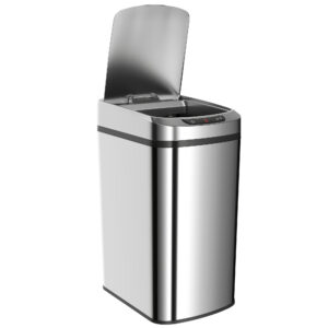 Magán: Poubelle de cuisine automatique 12 L en acier inoxydable, poubelle à capteur avec couvercle, 28 x 22 x 41 cm, argent