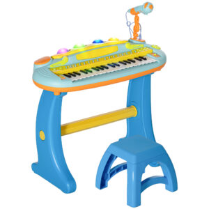 Magán: Piano enfant électronique 37 touches, avec micro, tabouret, lumière LED, fonction d’enregistrement et de relecture