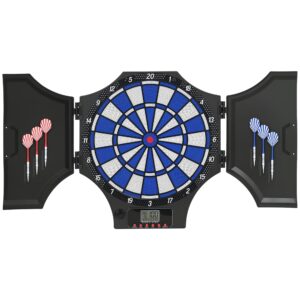 Magán: Cible jeu de fléchettes électronique refermable 2 portes 31 jeux jusqu’à 8 joueurs affichage LCD haut-parleur noir