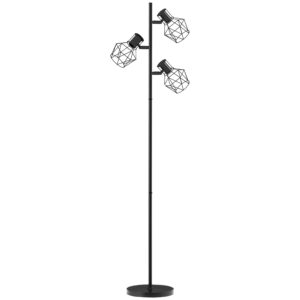 Magán: Lampadaire sur pied salon lampe sur pied 3 lumières adaptée aux ampoules E27 (non incluses) 41 x 28 x 169 cm noir