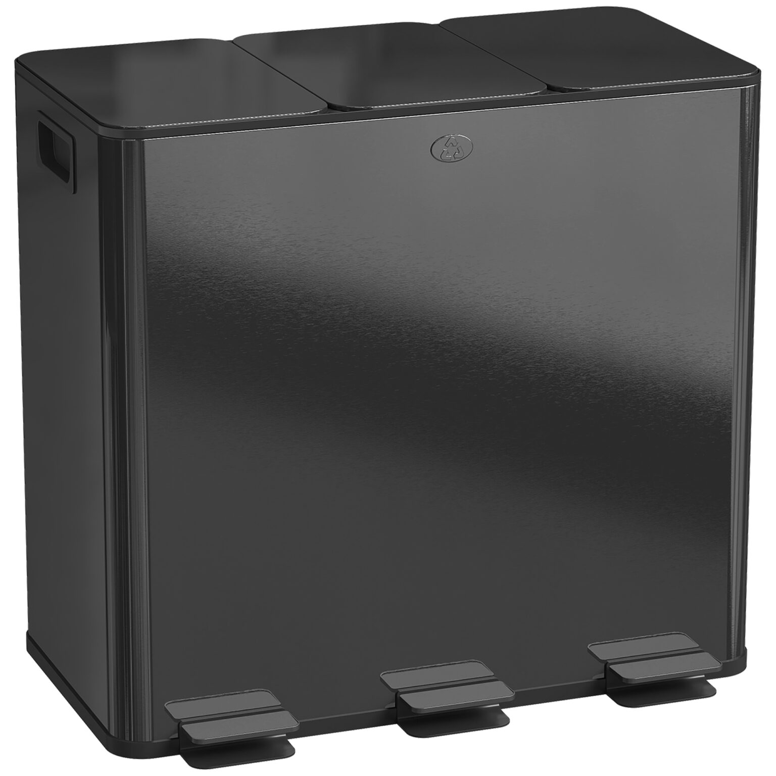 Magán: Poubelle de cuisine, poubelle tri sélectif, 3 compartiments de 20L, seaux intérieurs amovibles, 61,9×36,6×56,7cm, noir