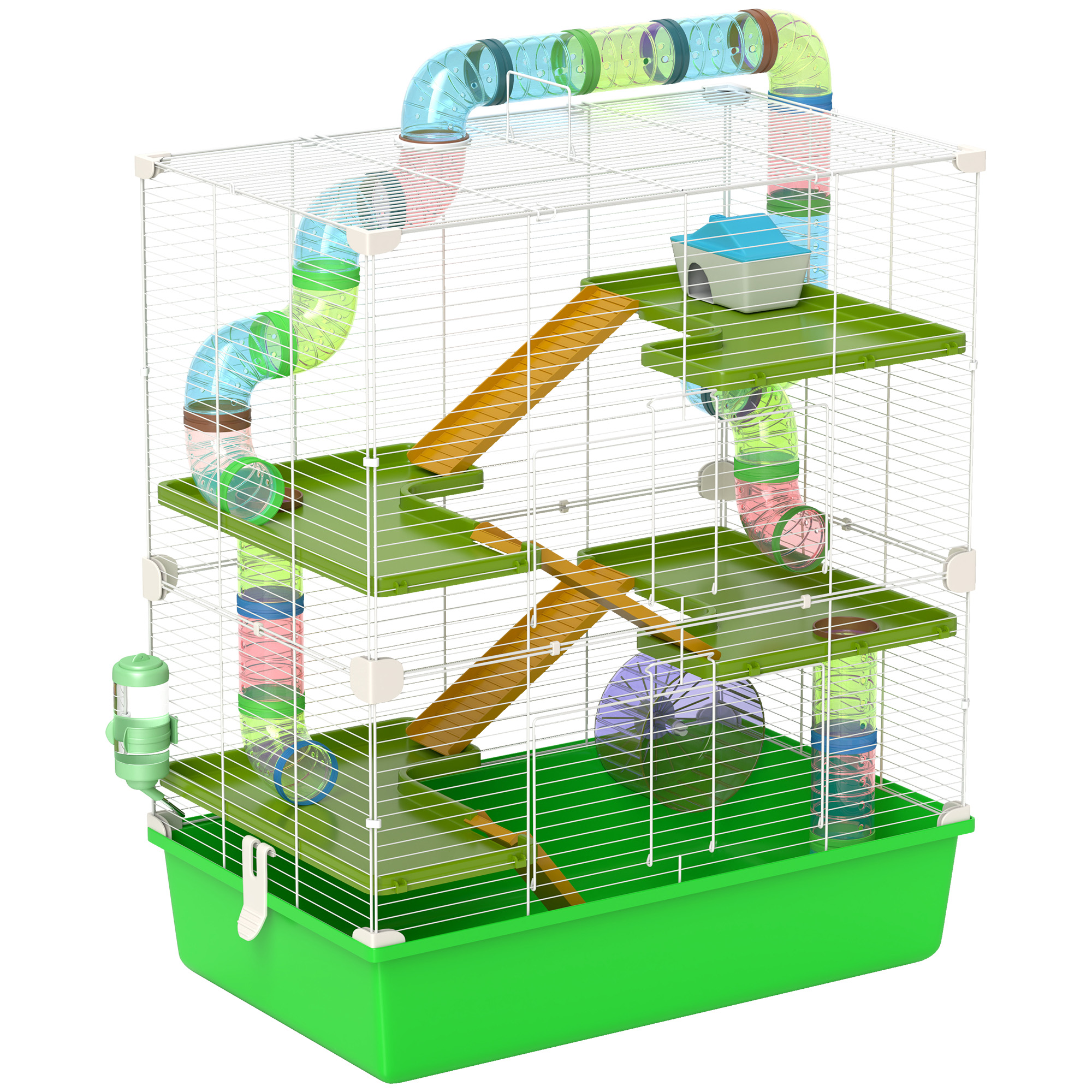 Magán: Grande cage pour hamsters cage pour rongeur 5 niveaux avec tunnels abreuvoir roue maisonnette échelles