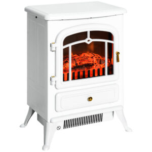 Magán: Cheminée électrique à Effet de Flamme poêle Style rétro Thermostat 950-1850 W Anti surchauffe blanc