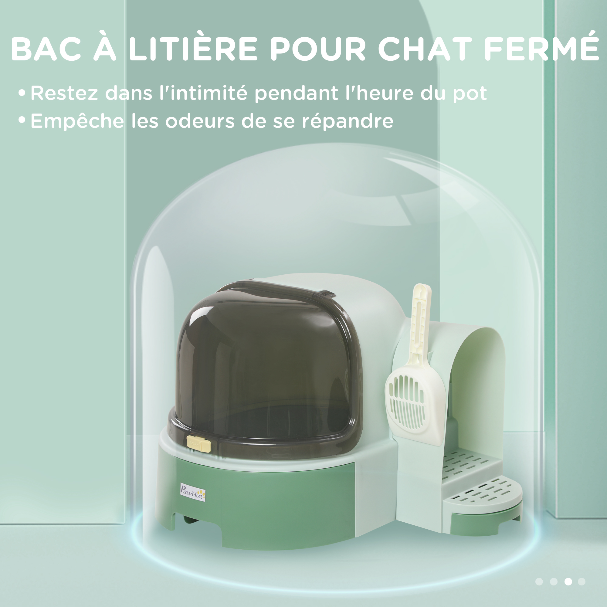 Magán: Maison de toilette, bac à litière fermé pour chat Compartiment Inférieur Amovible pour un Nettoyage Facile Pelle inclus