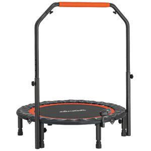 Magán: Trampoline de fitness gymnastique avec poignée réglable, pliable, 6 pieds, 28 ressorts Ø 102 cm, noir rouge