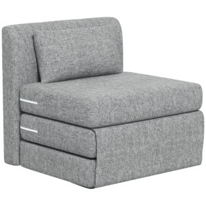 Magán: Fauteuil chauffeuse pliant 3 en 1 avec coussin, convertible, matelas dépliant pour invités, salon, bureau, gris