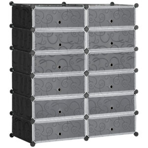 Magán: Armoire meuble à chaussures modulable 94L x 37l x 108H cm 12 cubes rectangulaires capacité 24 paires de chaussures