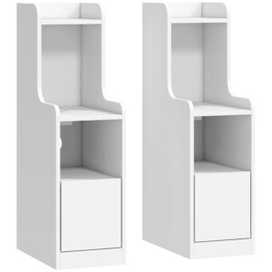 Magán: Lot de 2 Tables de Chevet avec Station de Charge, Tables de Nuit Modernes avec Tiroir, Étagères Ouvertes, Blanc