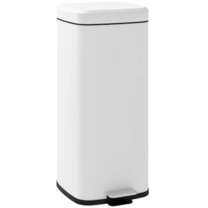 Magán: Poubelle de cuisine 30L avec couvercle à fermeture douce et pédale, seau intérieur amovible, 28L x 35l x 63,5H cm, blanc