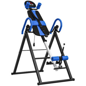 Magán: Table d’inversion de musculation pliable ceinture de sécurité réglable angle ajustable 3 niveaux 79x114x153cm bleu noir