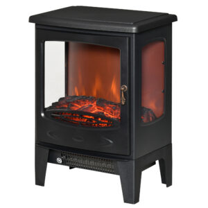 Magán: Cheminée électrique poêle Style néo-rétro 900-1800 W Simulation Flammes LED luminosité réglable Acier ABS Noir