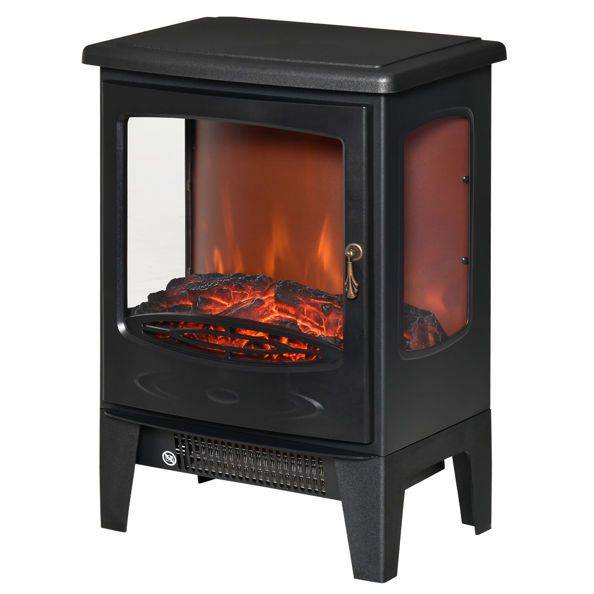 Magán: Cheminée électrique poêle Style néo-rétro 900-1800 W Simulation Flammes LED luminosité réglable Acier ABS Noir