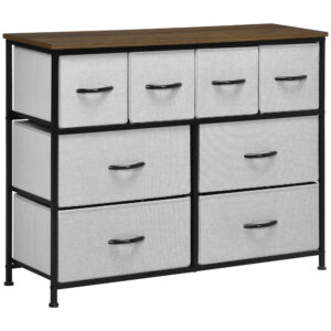 Magán: Commode 8 tiroirs meuble de rangement tiroir en tissu pliant – structure acier noir – 100 x 30 x 78 cm