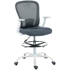 Magán: Chaise bureau ergonomique avec repose-pieds ajustable et accoudoirs relevables, hauteur réglable, 59x62x99-119cm, gris