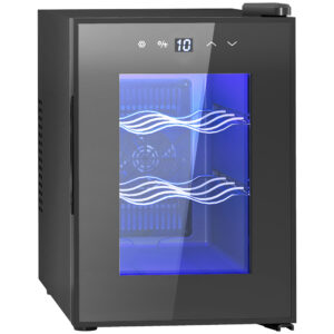 Magán: Cave à vin 6 bouteilles 17L haute performance température réglable 8-18° avec lumière LED panneau contrôle tactile noir