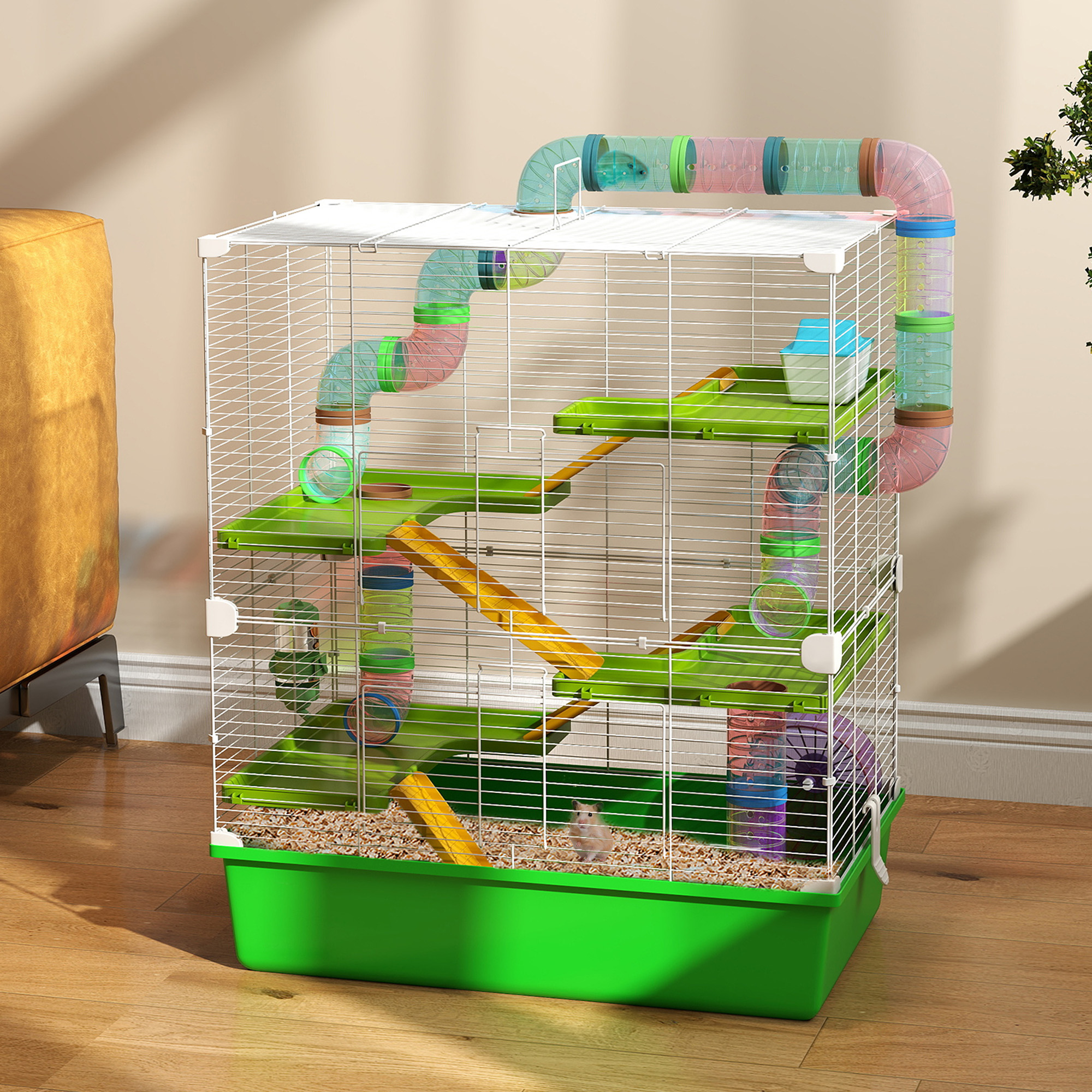Magán: Grande cage pour hamsters cage pour rongeur 5 niveaux avec tunnels abreuvoir roue maisonnette échelles