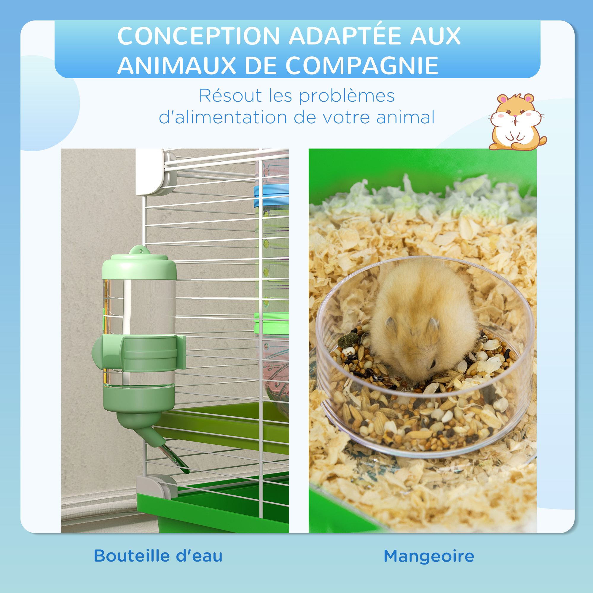 Magán: Grande cage pour hamsters cage pour rongeur 5 niveaux avec tunnels abreuvoir roue maisonnette échelles