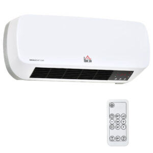 Magán: Radiateur mural soufflant 2000 W – chauffage céramique PTC – 3 niveaux de puissance – télécommande incluse blanc noir