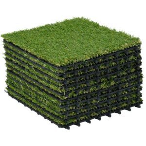 Magán: Gazon synthétique Artificiel Set de 10 Dalles Carreaux 30 x 30 cm épaisseur Confort 3,5 cm à emboîter Vert