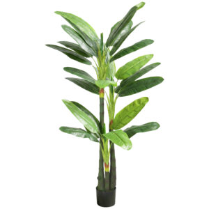 Magán: Plante Artificielle Bananier 180 cm, 18 Feuilles Réalistes, Pot, Entretien Facile, pour Maison Bureau, Vert