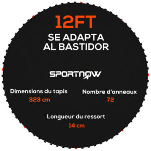 Magán: Tapis de rechange pour trampoline tapis de saut de remplacement, compatible trampoline Ø 3,7 m et ressorts de 14 cm