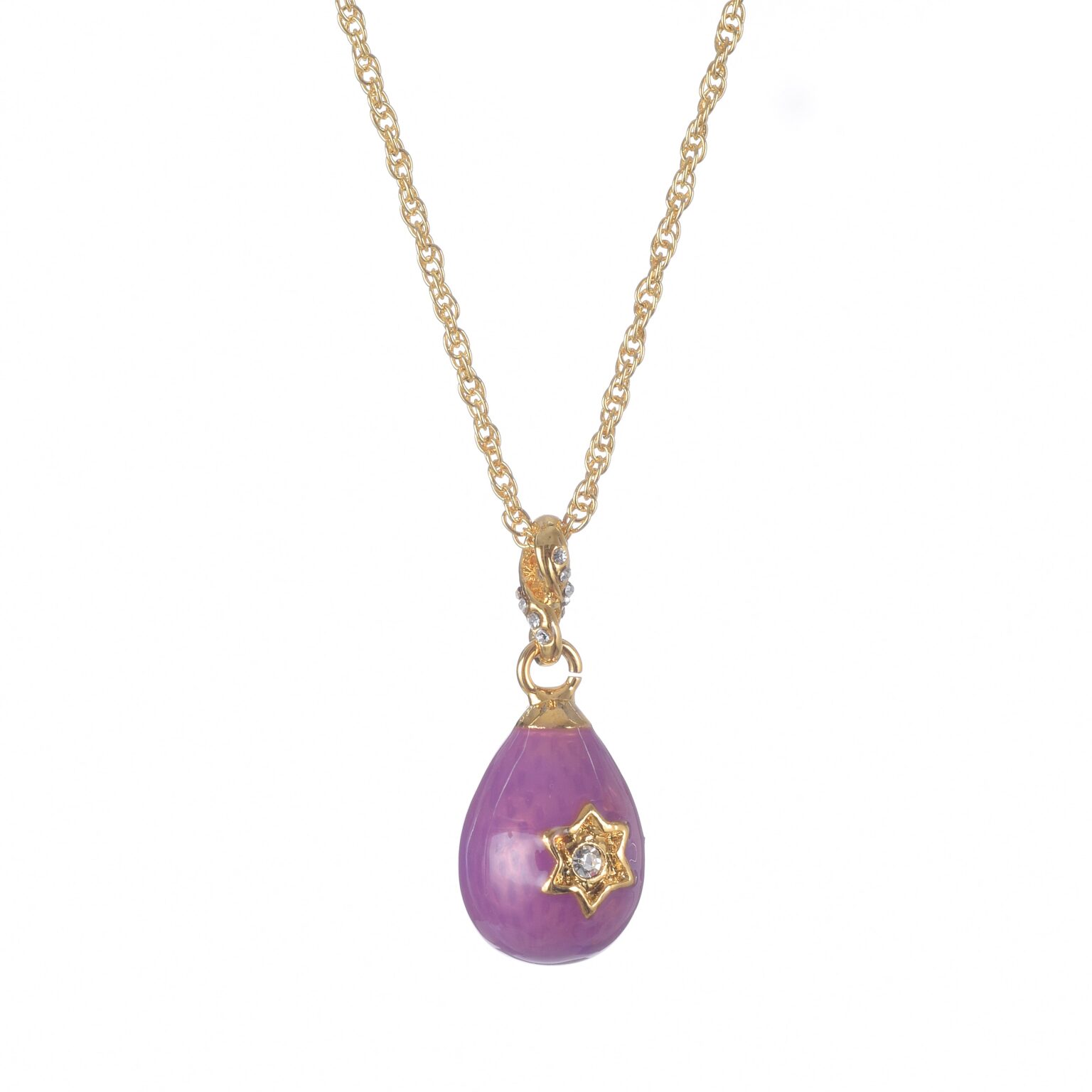 Magán: Purple Egg Star of David Pendant Gold Necklace