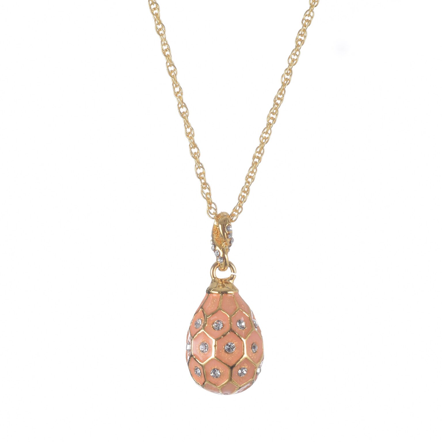 Magán: Pink & Gold Egg Pendant Gold Necklace