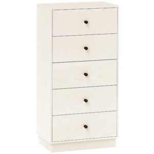 Magán: Commode 5 tiroirs, meuble de rangement haut et étroit, style moderne pour chambre à coucher, salon – 47x29x95cm, crème