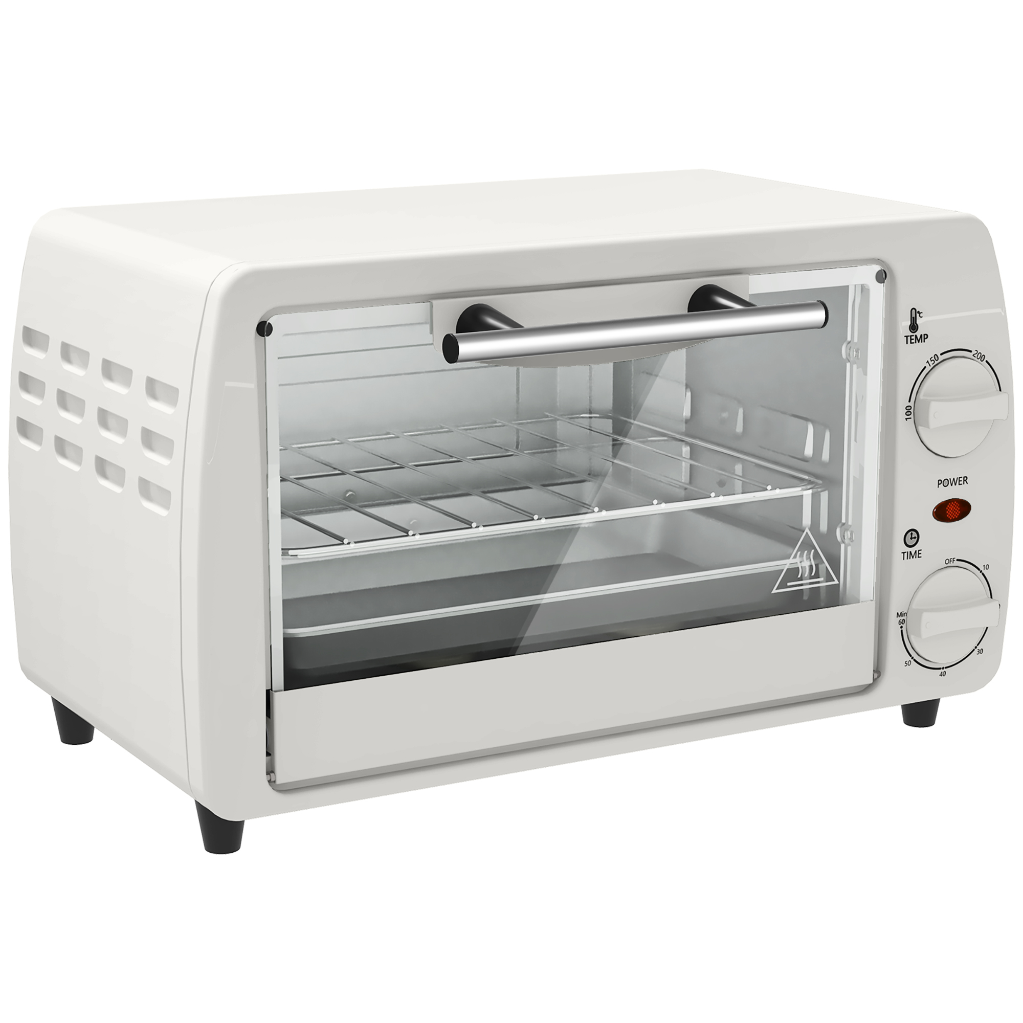 Magán: Mini four électrique 10L 1 grille et 1 plateau température réglable de 100°C à 230°C Minuteur 60 min 36,5x26x22 cm crème