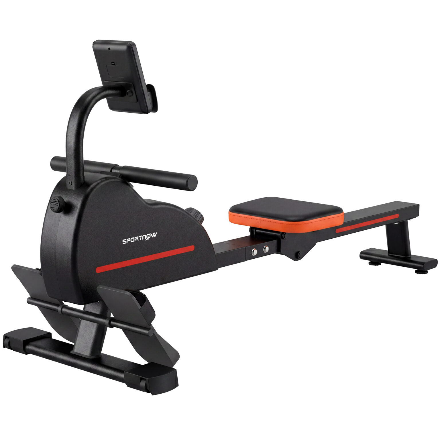 Magán: Rameur Musculation d’Appartement Bluetooth Connecté Kinomap & Zwift 16 Niveaux Résistance Silencieux 135x42x72cm Rouge