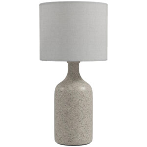 Magán: Lampe de Table avec Base en Céramique et Abat-Jour en Lin, Lampe de Chevet Rétro avec Culot E27, Blanc et Sable